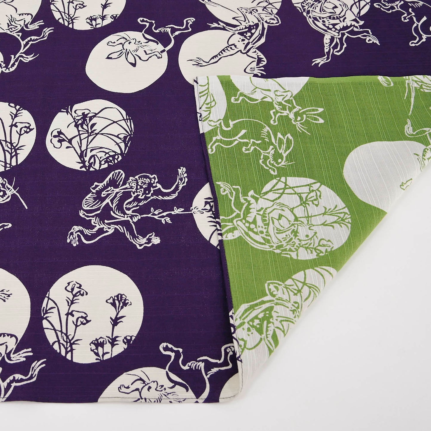 Furoshiki reversible Chojyugiga de 50 cm | Morado y verde