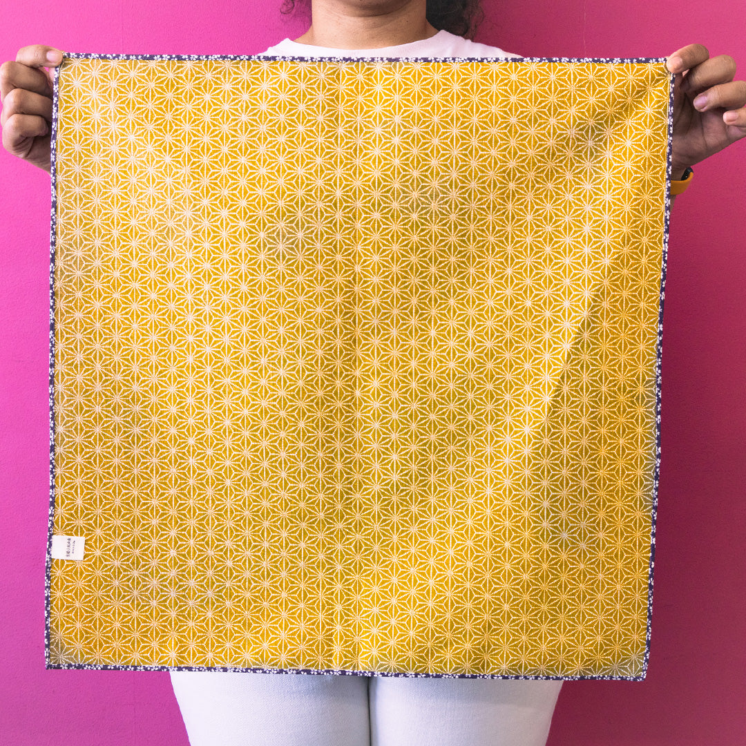 Double Sided Furoshiki 50cm | Asanoha Sakura Purple & Green