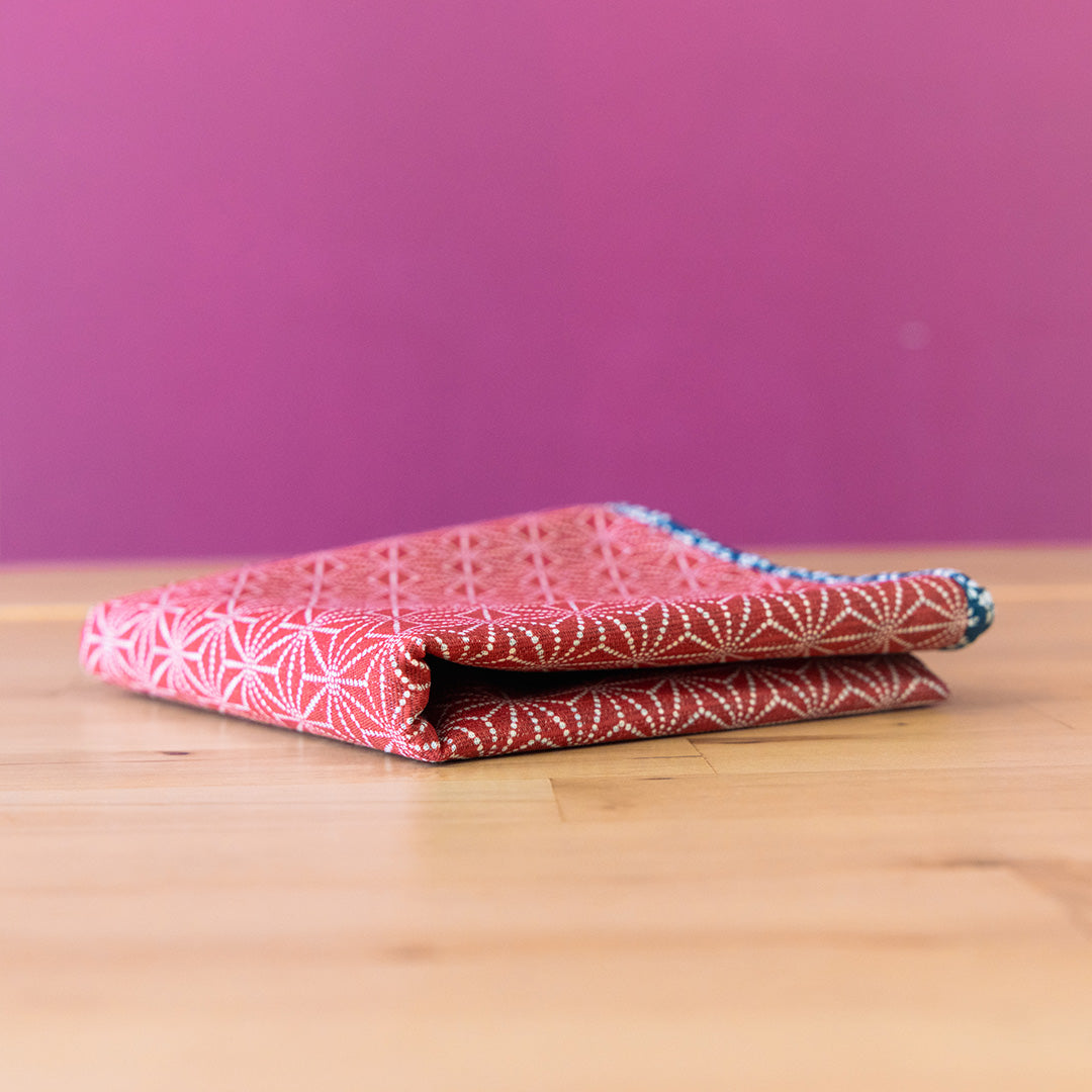 Double Sided Furoshiki 50cm | Asanoha Sakura Navy & Red