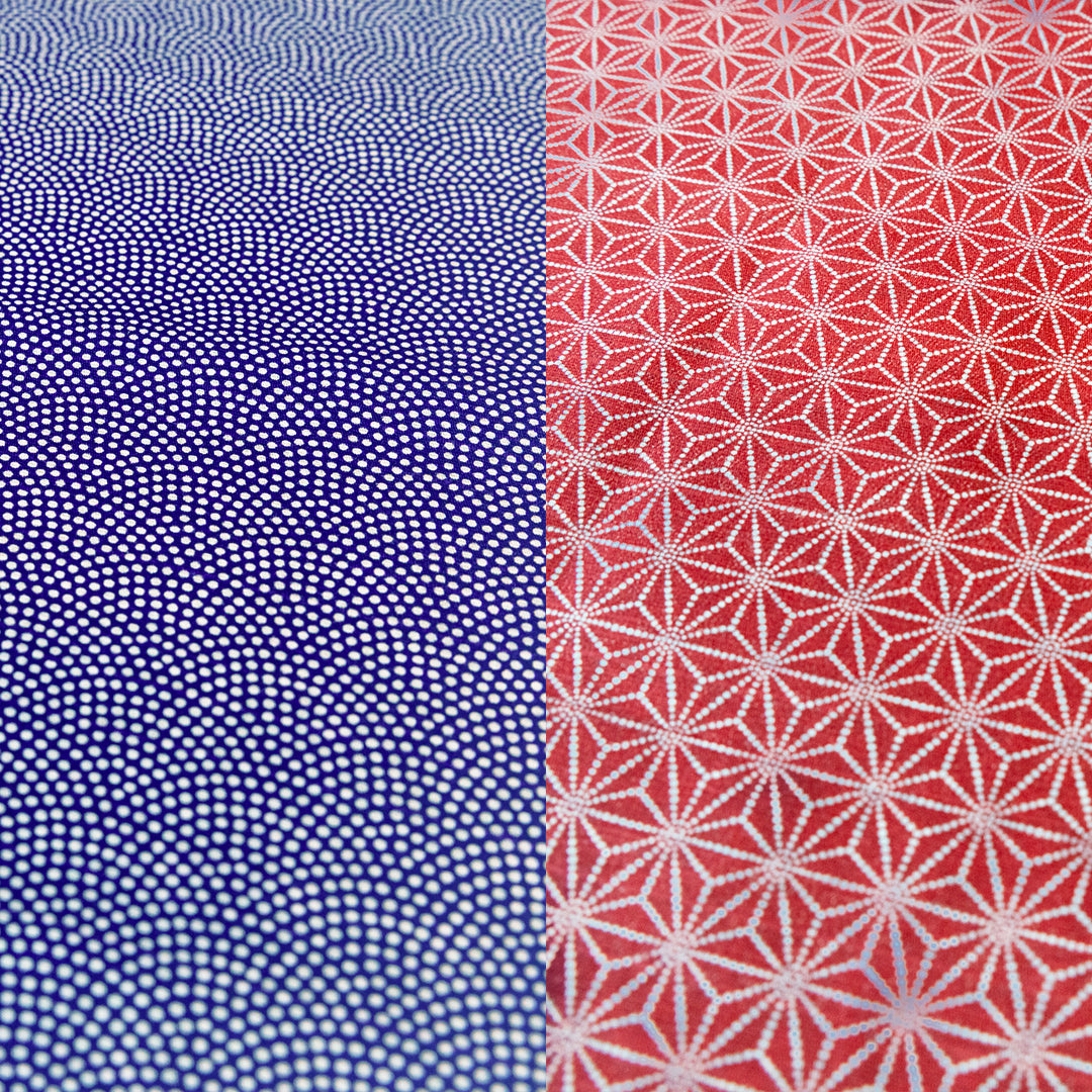 Double Sided Furoshiki 50cm | Asanoha Nami Navy & Red