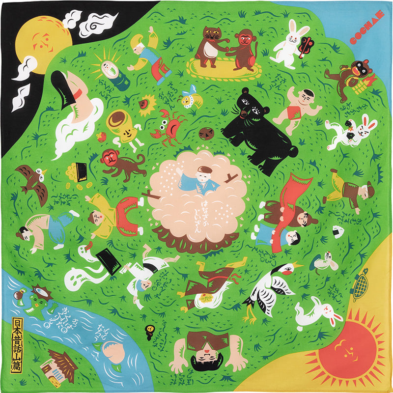 Cochae Musubi Furoshiki 70cm – Japanese Folk Tales, Mountain Green