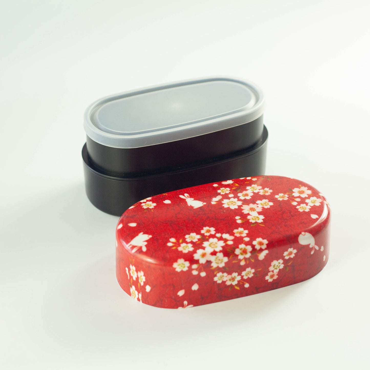 Caja Bento Ovalada Conejo Sakura 830ml | Rojo