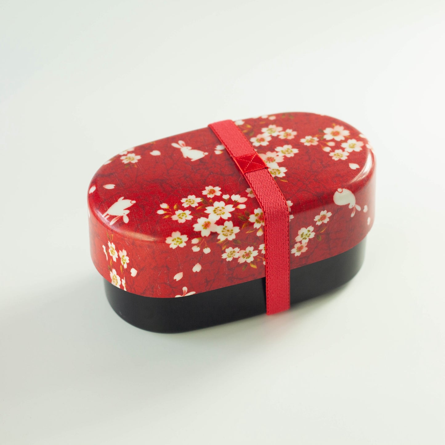 Caja Bento Ovalada Conejo Sakura 830ml | Rojo