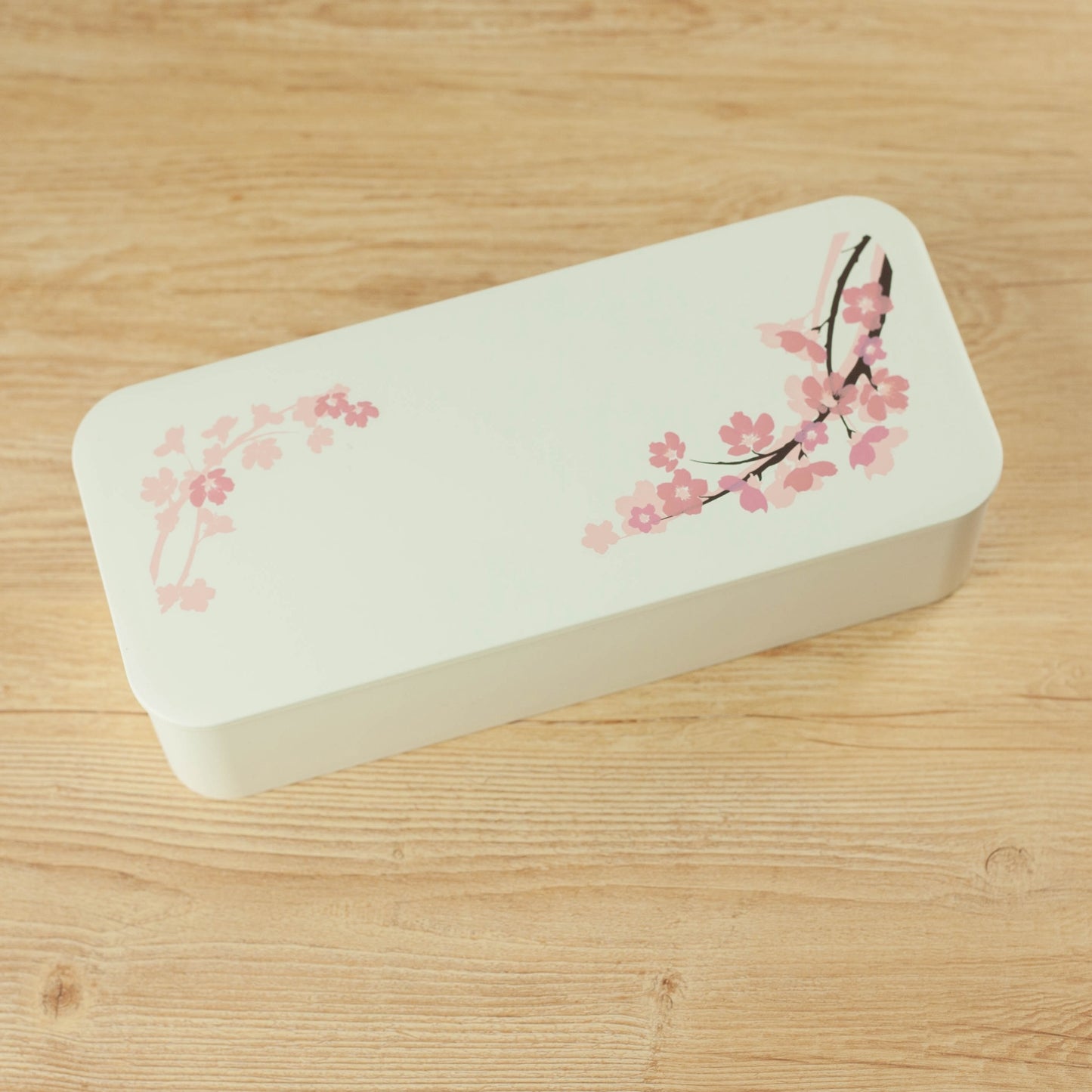 Caja Bento delgada de un nivel Sakura (550 ml) | Blanco
