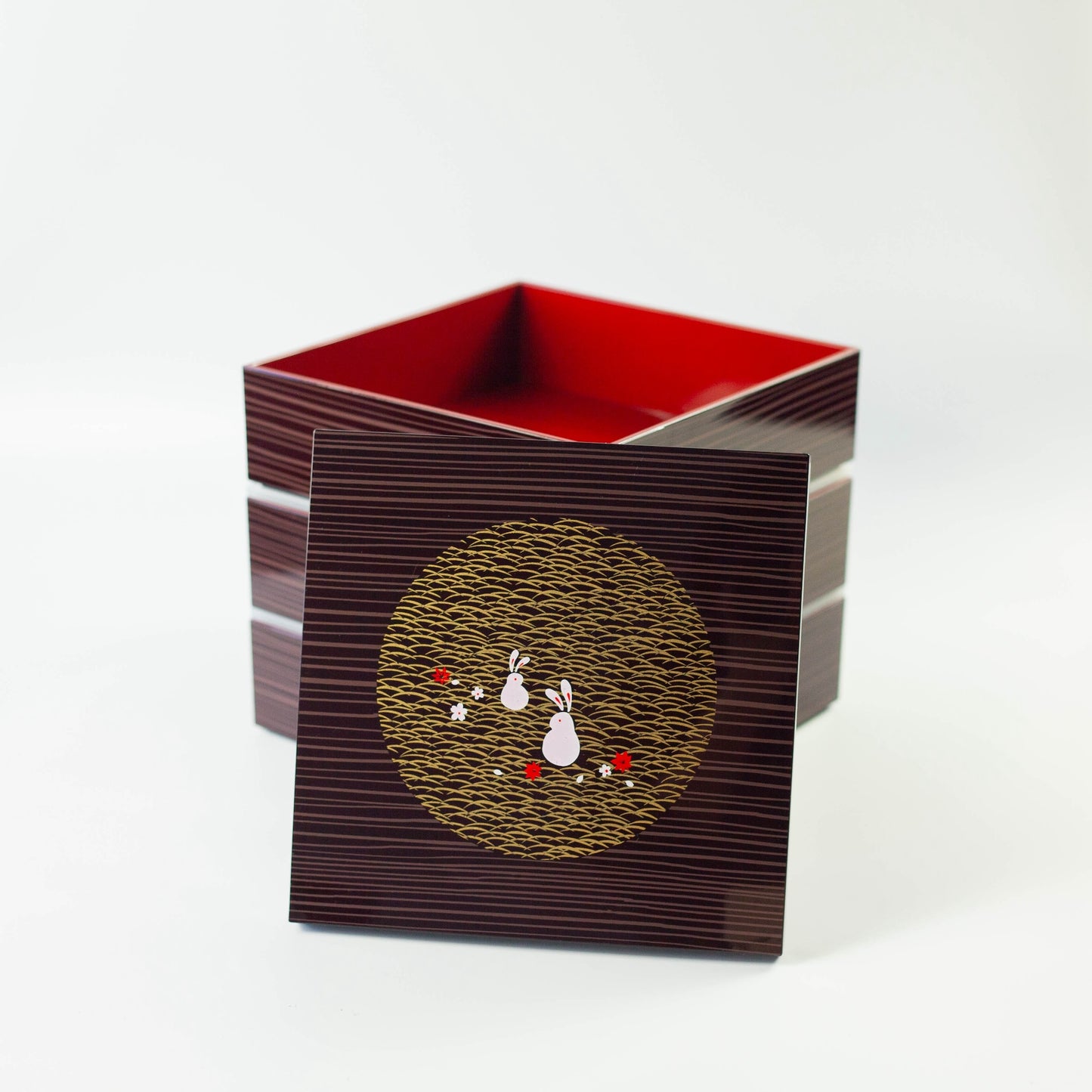 Usagi Mokume Large 3 Tier Picnic Box (18cm)