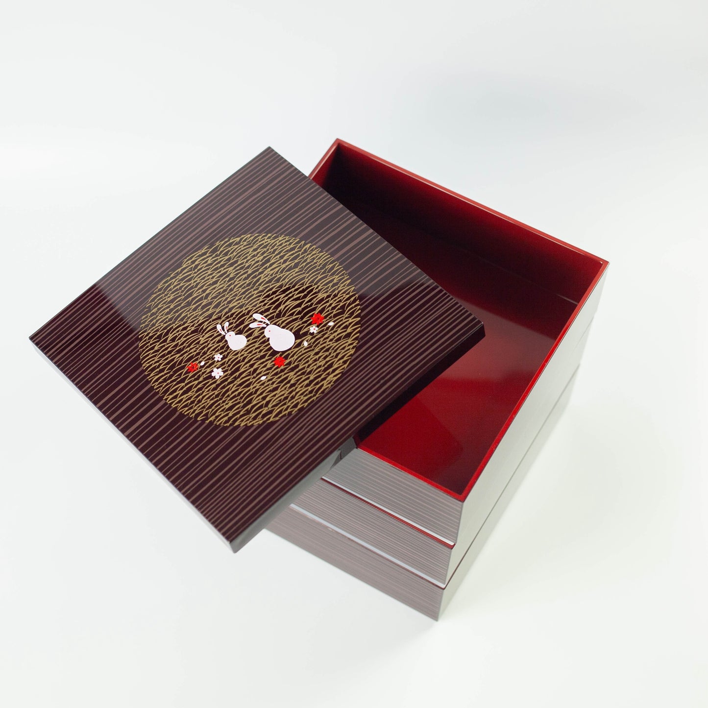Usagi Mokume Large 3 Tier Picnic Box (18cm)