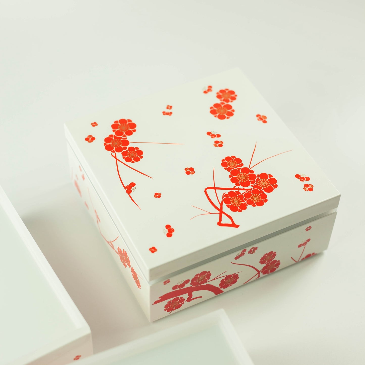 Caja Bento de Flor de Ciruelo | Blanco (15cm)
