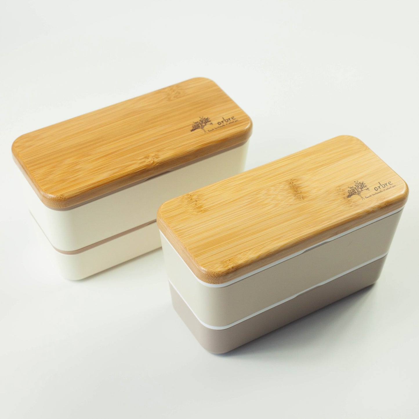 Arbre Compact Two-Tier Rectangular Bento Box | Beige (730ml)