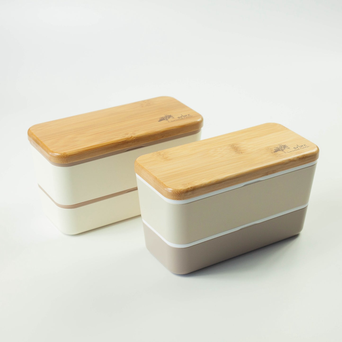 Arbre Compact Two-Tier Rectangular Bento Box | Cream (730ml)