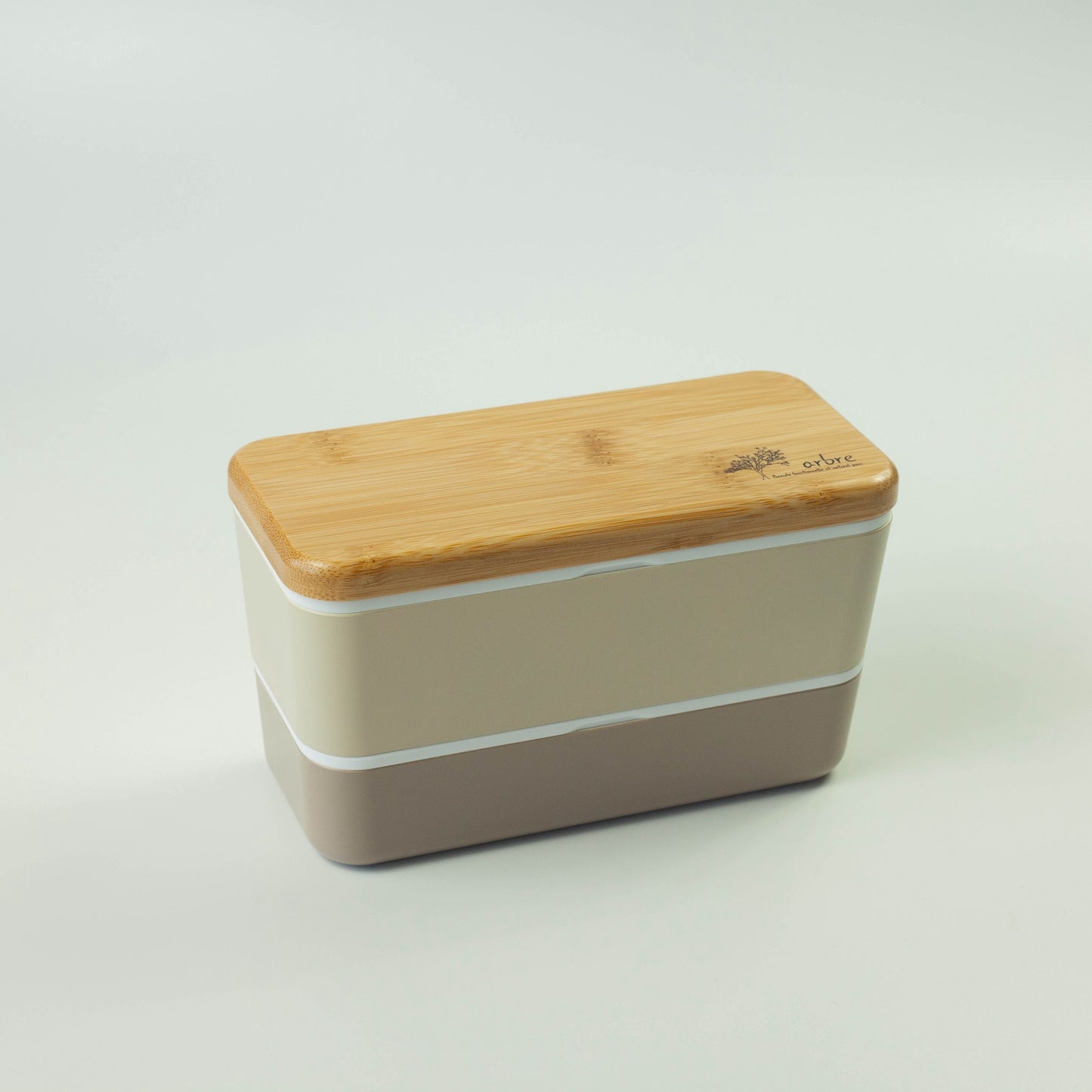 Arbre Compact Two-Tier Rectangular Bento Box | Beige (730ml)