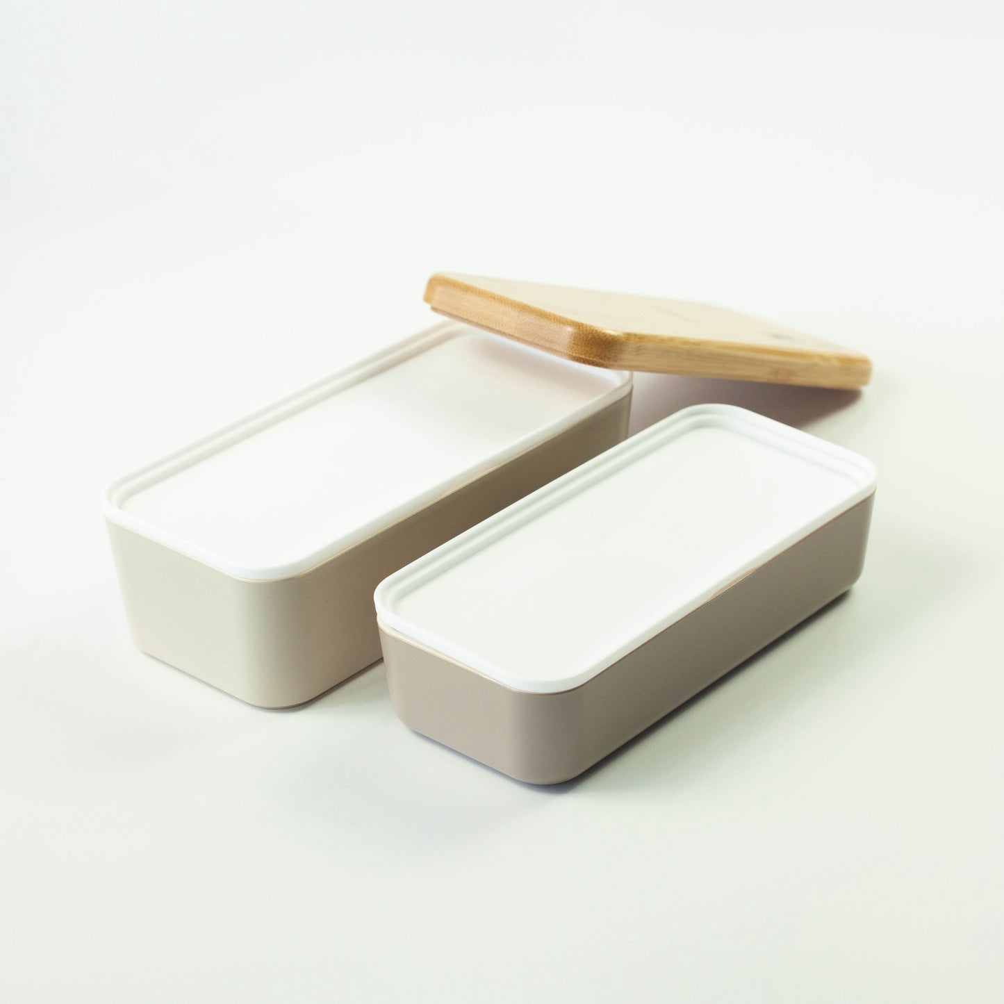 Arbre Compact Two-Tier Rectangular Bento Box | Beige (730ml)