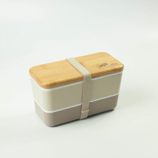 Arbre Compact Two-Tier Rectangular Bento Box | Beige (730ml)