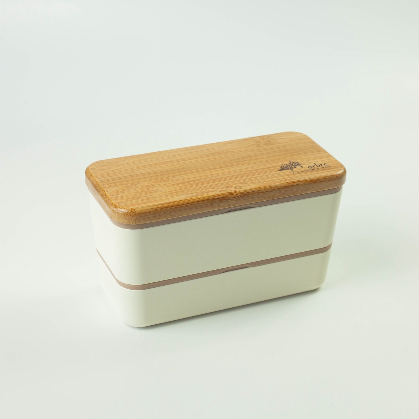 Arbre Compact Two-Tier Rectangular Bento Box | Cream (730ml)