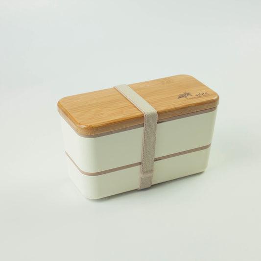 Arbre Compact Two-Tier Rectangular Bento Box | Cream (730ml)