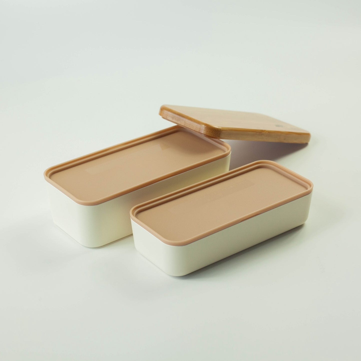 Arbre Compact Two-Tier Rectangular Bento Box | Cream (730ml)