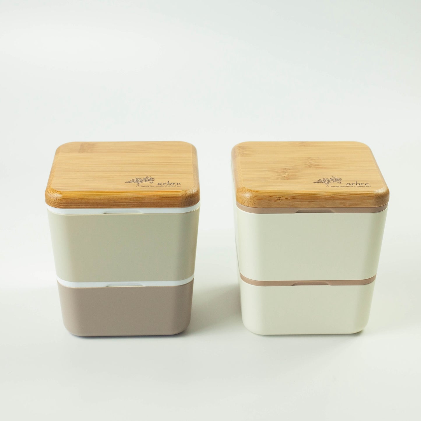 Arbre Compact Two-Tier Square Bento Box | Beige (600ml)