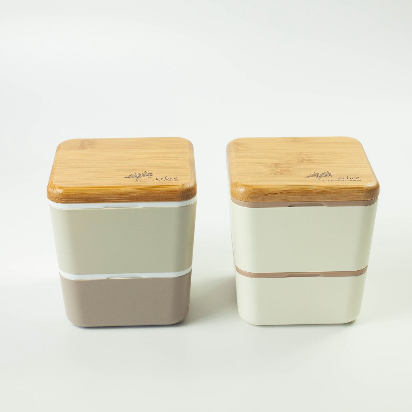 Arbre Compact Two-Tier Square Bento Box | Cream (600ml)