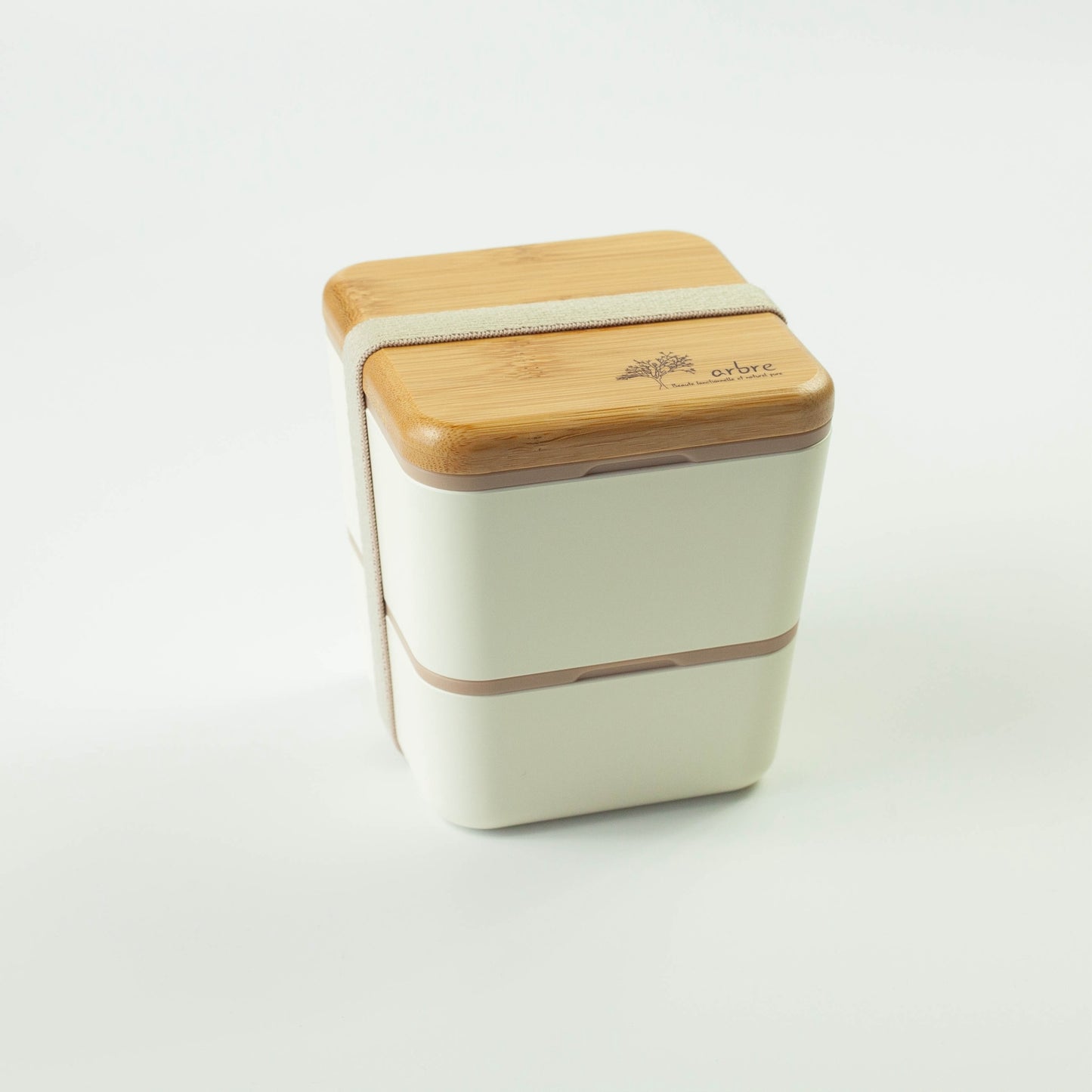 Arbre Compact Two-Tier Square Bento Box | Cream (600ml)