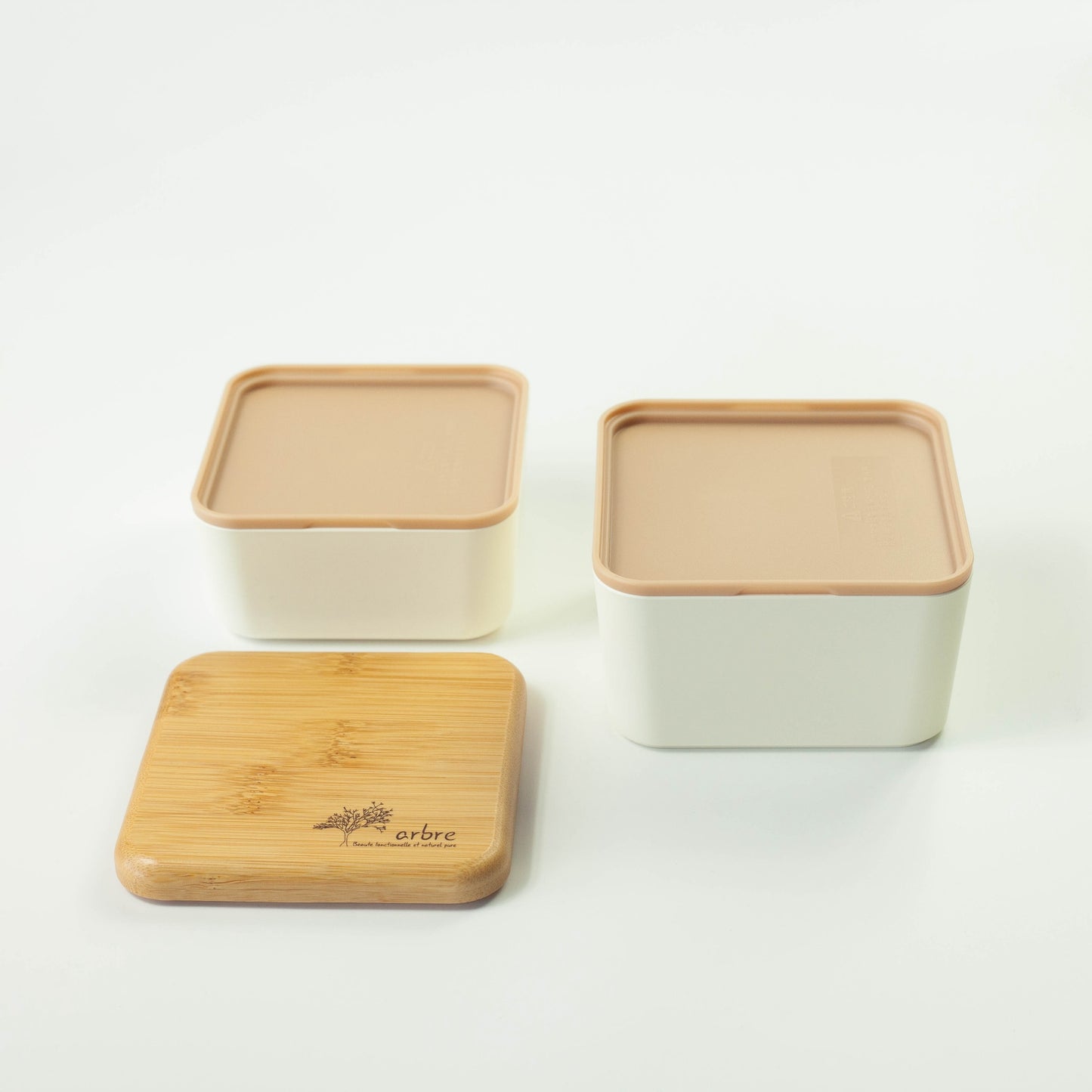 Arbre Compact Two-Tier Square Bento Box | Cream (600ml)