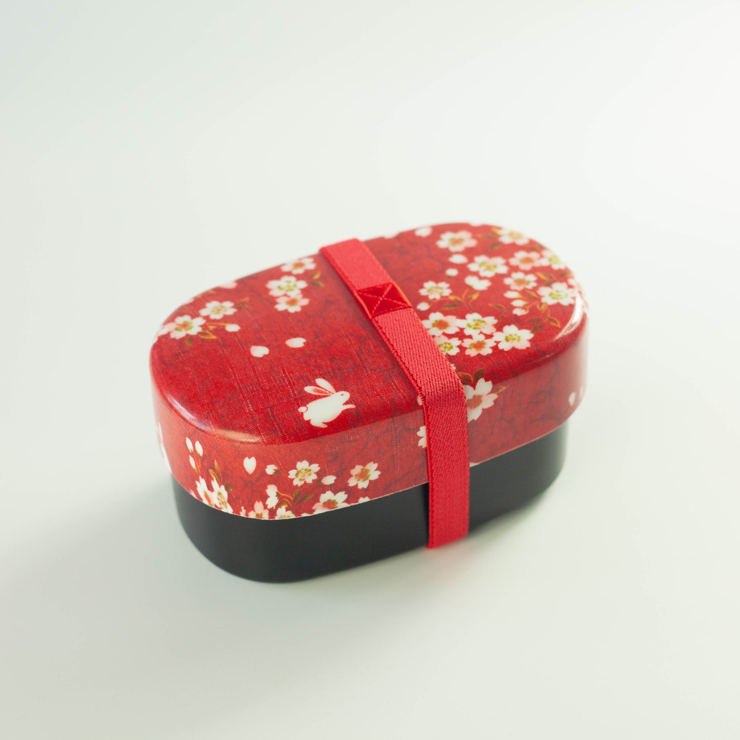 Caja Bento Ovalada Conejo Sakura 570ml | Rojo