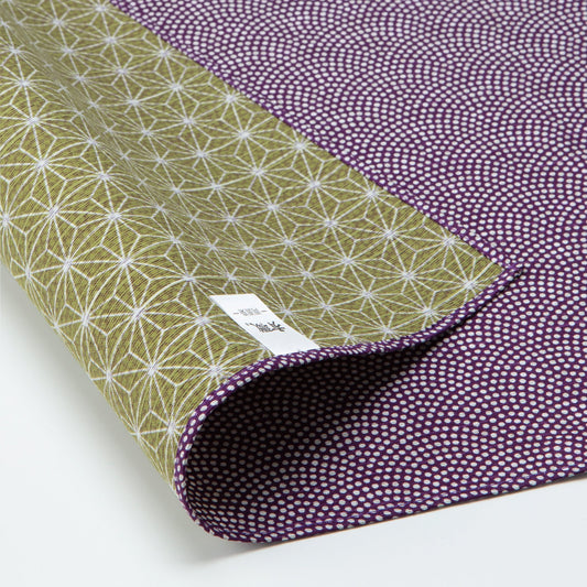 Double Sided Furoshiki 50cm | Asanoha Nami Purple & Green