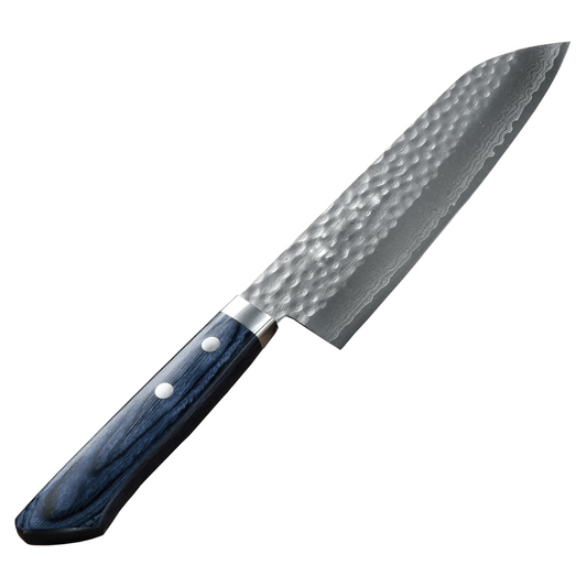 Cuchillo Santoku Damasco Azul Marino 17cm