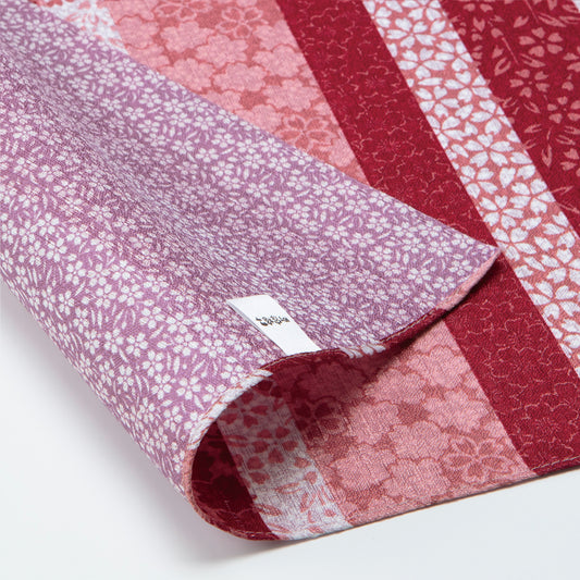 Double Sided Furoshiki 50cm | Sakura Stripes Red & Pink