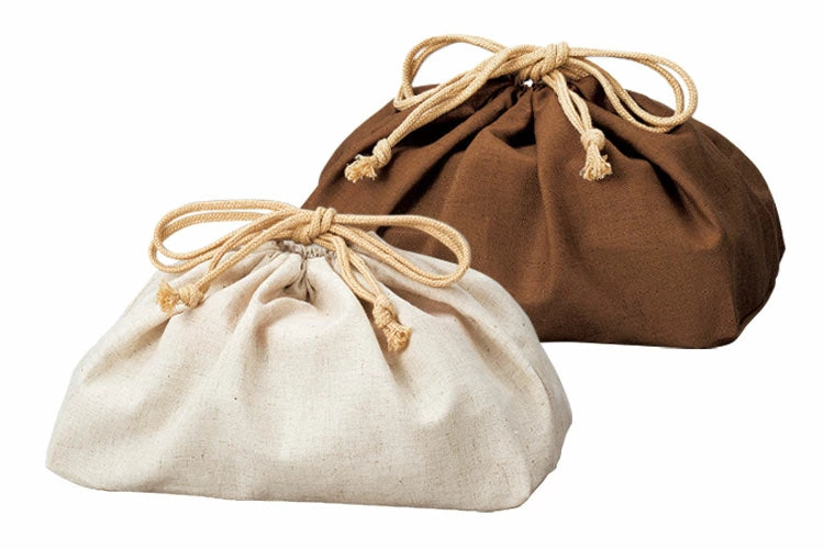 Bolsa de almuerzo con cordón de lino XL | Marfil
