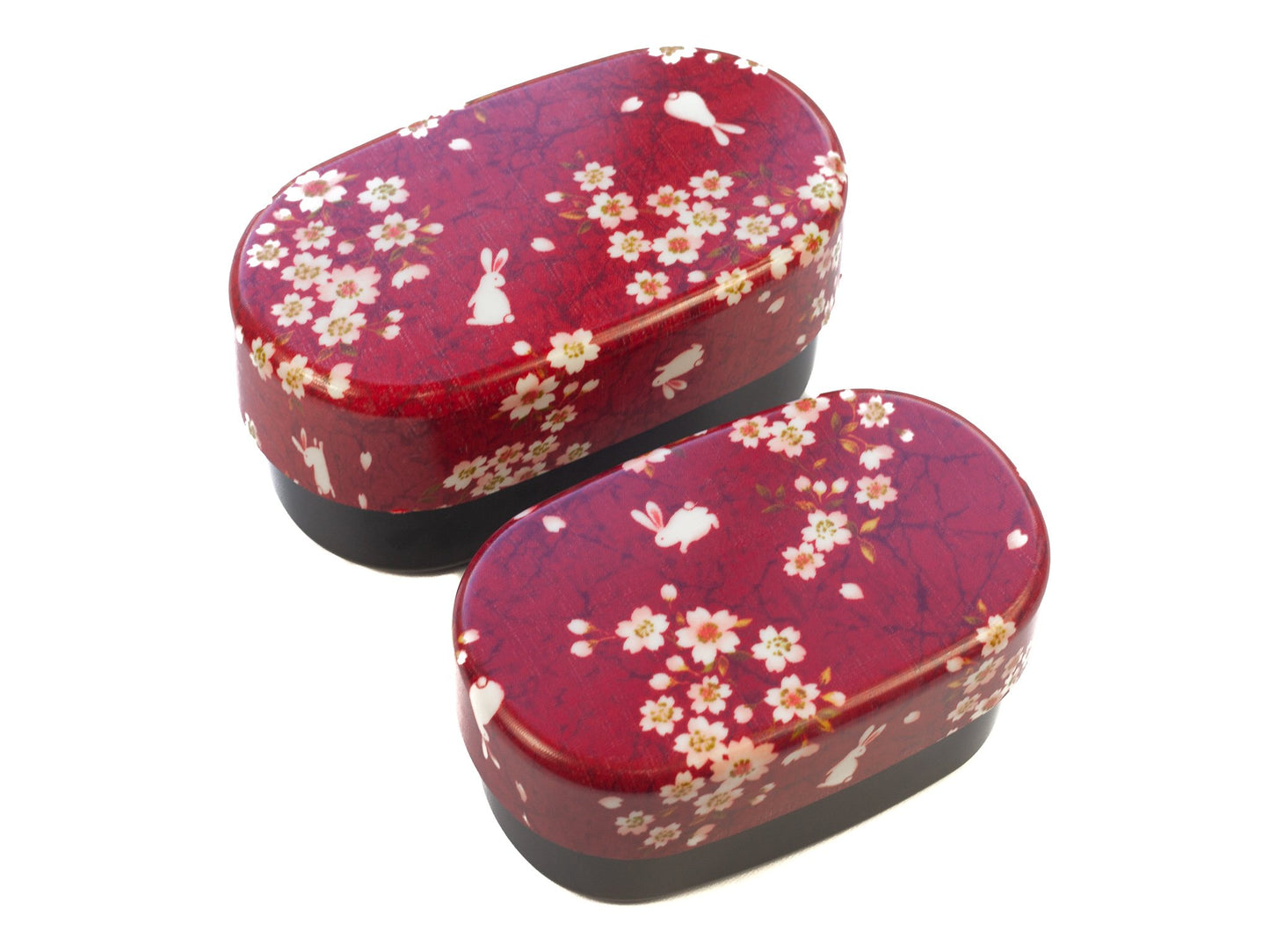 Caja Bento Ovalada Conejo Sakura 570ml | Rojo