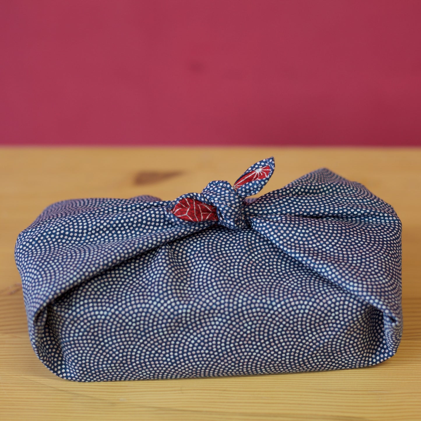 Double Sided Furoshiki 50cm | Asanoha Nami Navy & Red