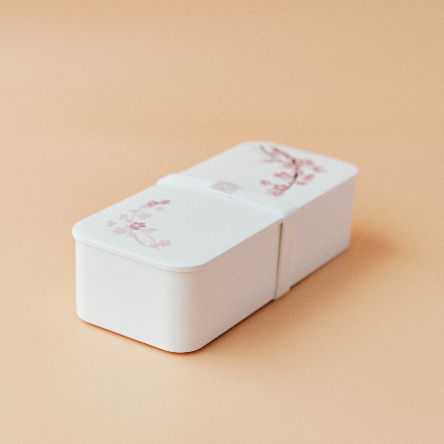 Caja Bento delgada de un nivel Sakura (550 ml) | Blanco