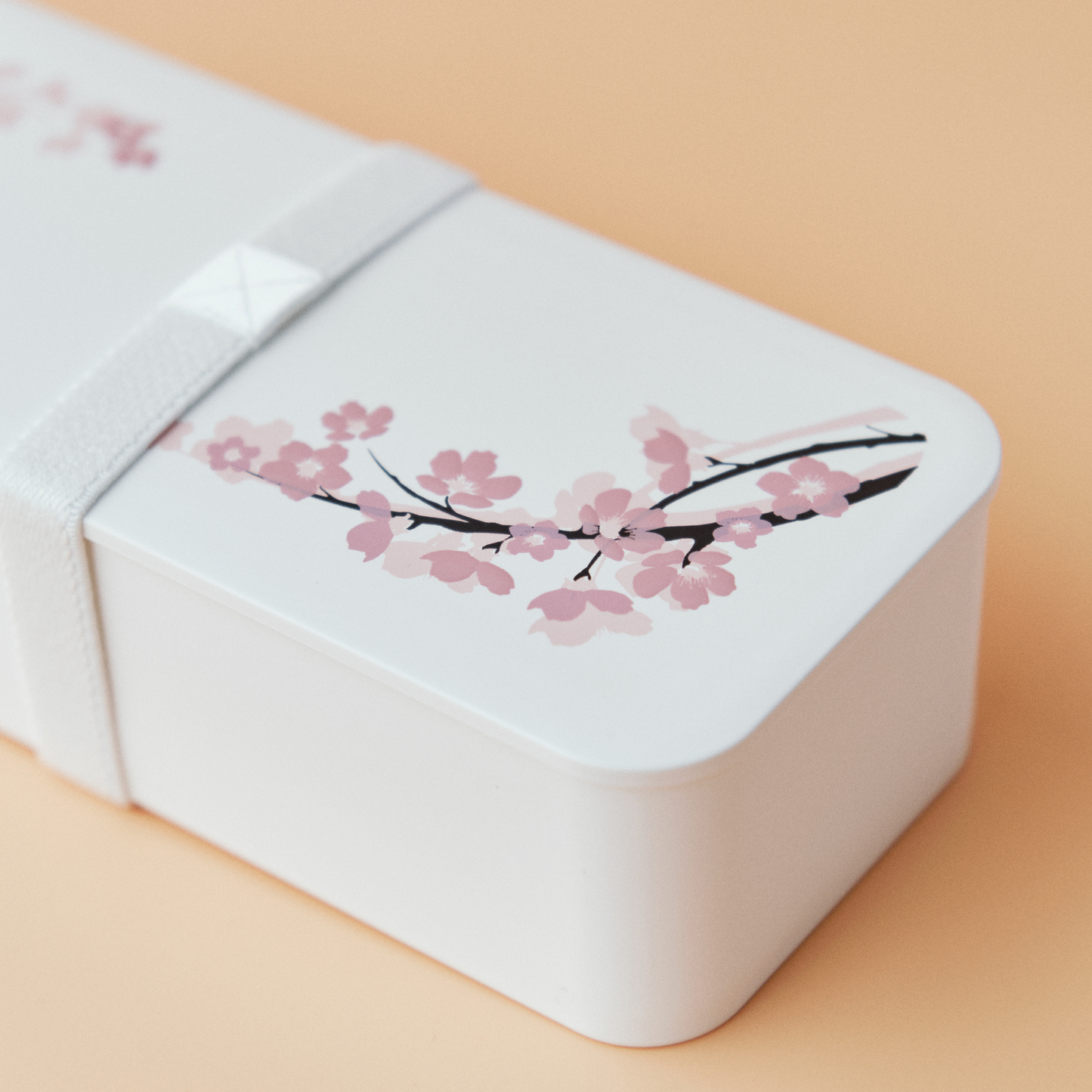 Caja Bento delgada de un nivel Sakura (550 ml) | Blanco