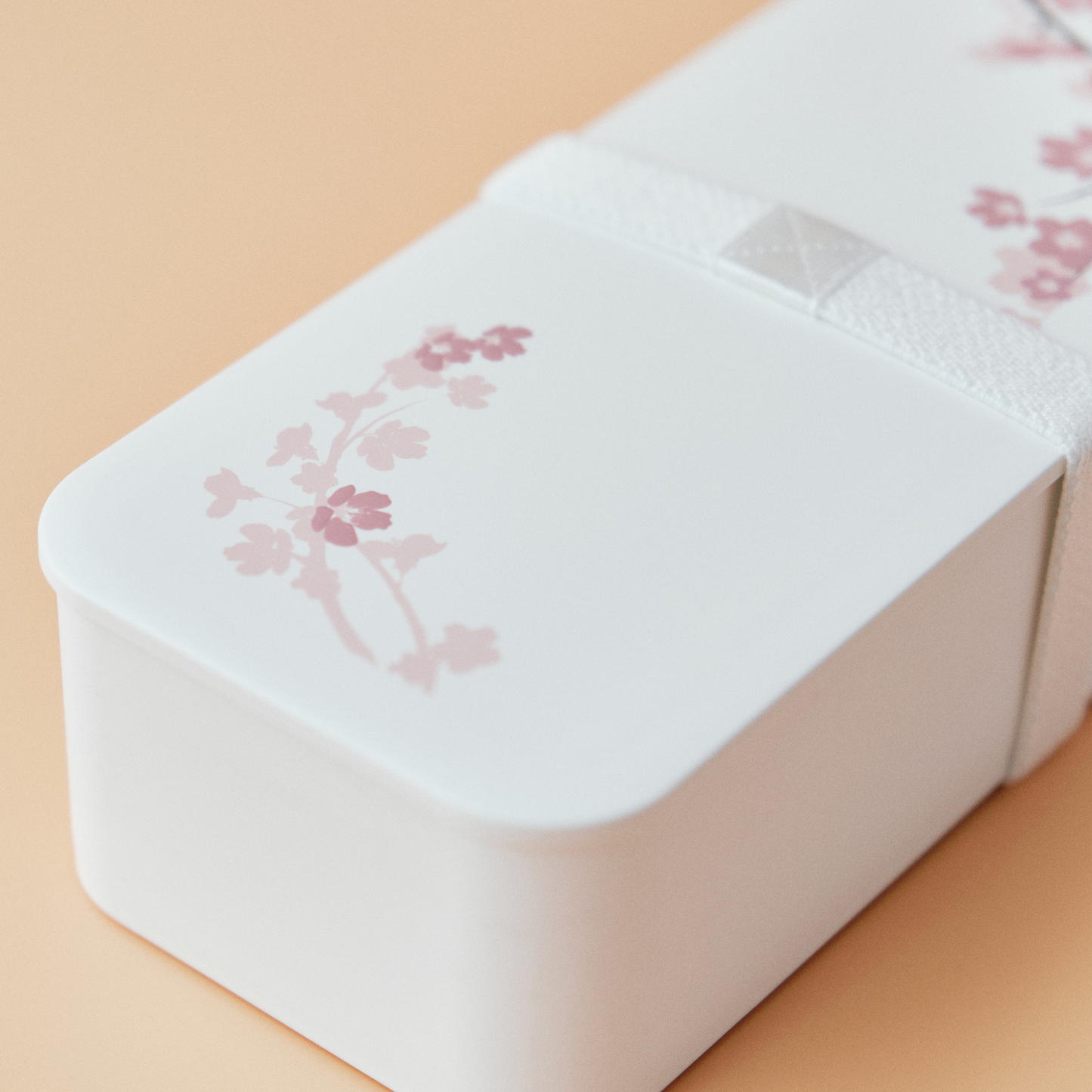 Caja Bento delgada de un nivel Sakura (550 ml) | Blanco