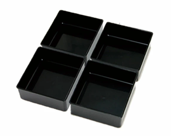 Juego de compartimentos interiores para caja de picnic de dos niveles Ojyu grande (22,5 cm) | Negro