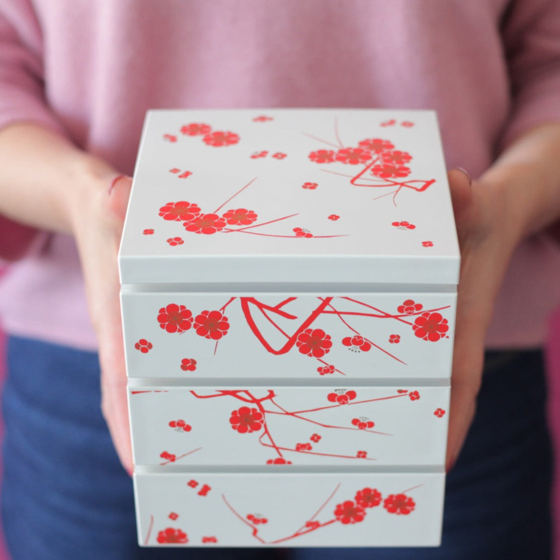 Caja Bento de Flor de Ciruelo | Blanco (15cm)