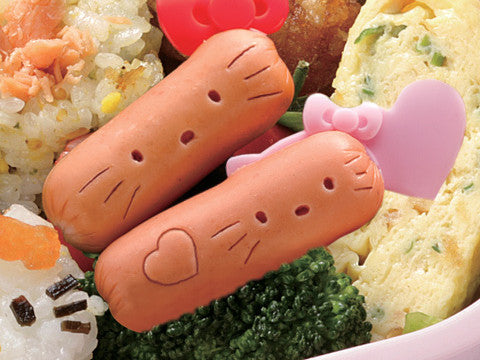 Hello Kitty Sausage Cutter Mold w/Pick Set of 2