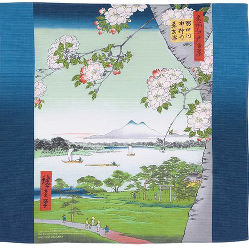 Arte Furoshiki 48cm | Santuario Suijin y Massaki en el río Sumida