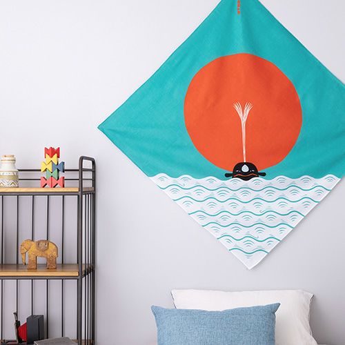 Cochae Musubi Furoshiki 100cm | Whale in the Morning Sun