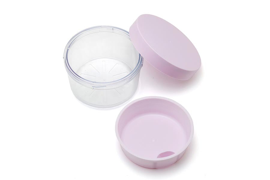 Gel-Cool Salad Case with a purple lid and inner tray, open