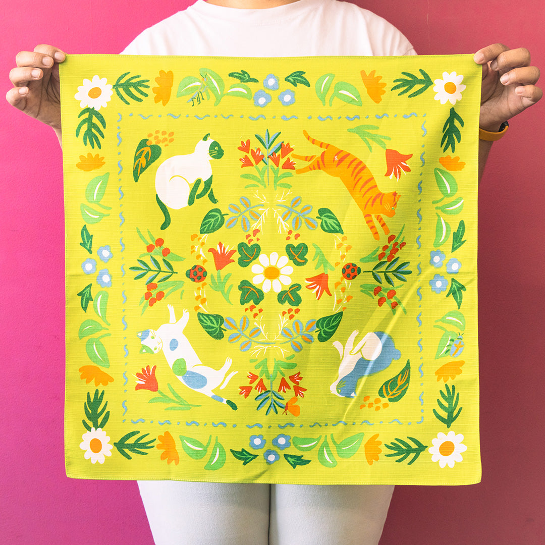 Cat's Garden Furoshiki | 50cm