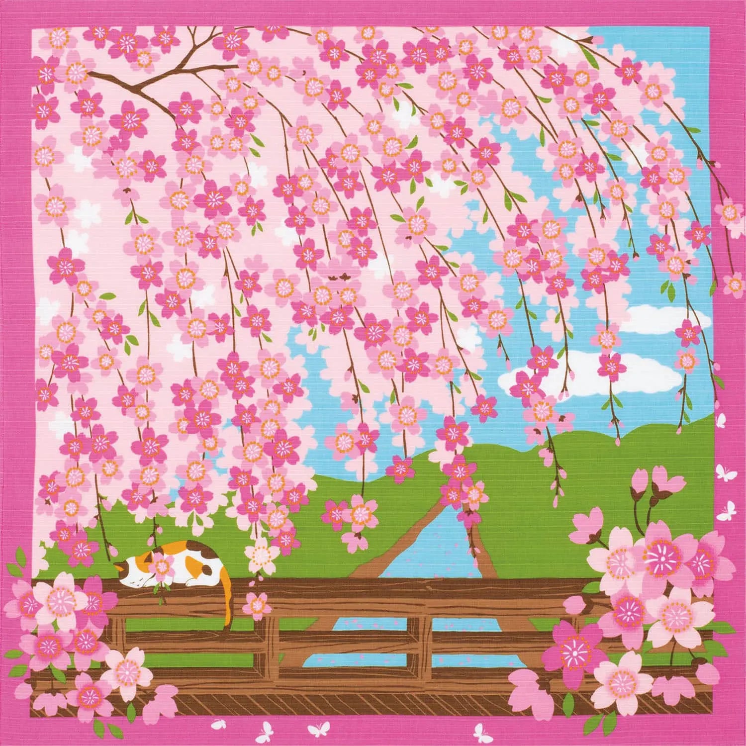 Mikeneko Sakura Furoshiki 50cm