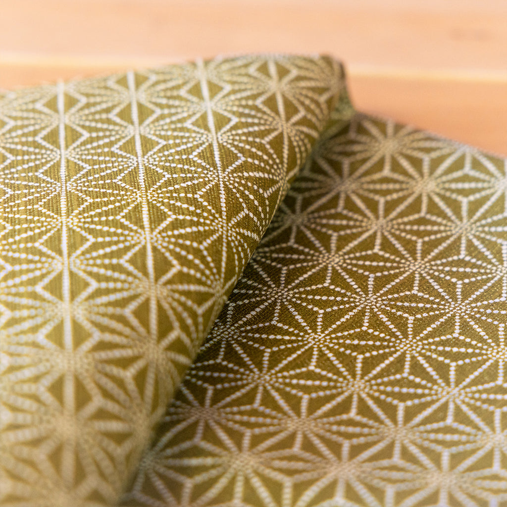 Doppelseitiges Furoshiki 50 cm | Asanoha Sakura Lila &amp; Grün