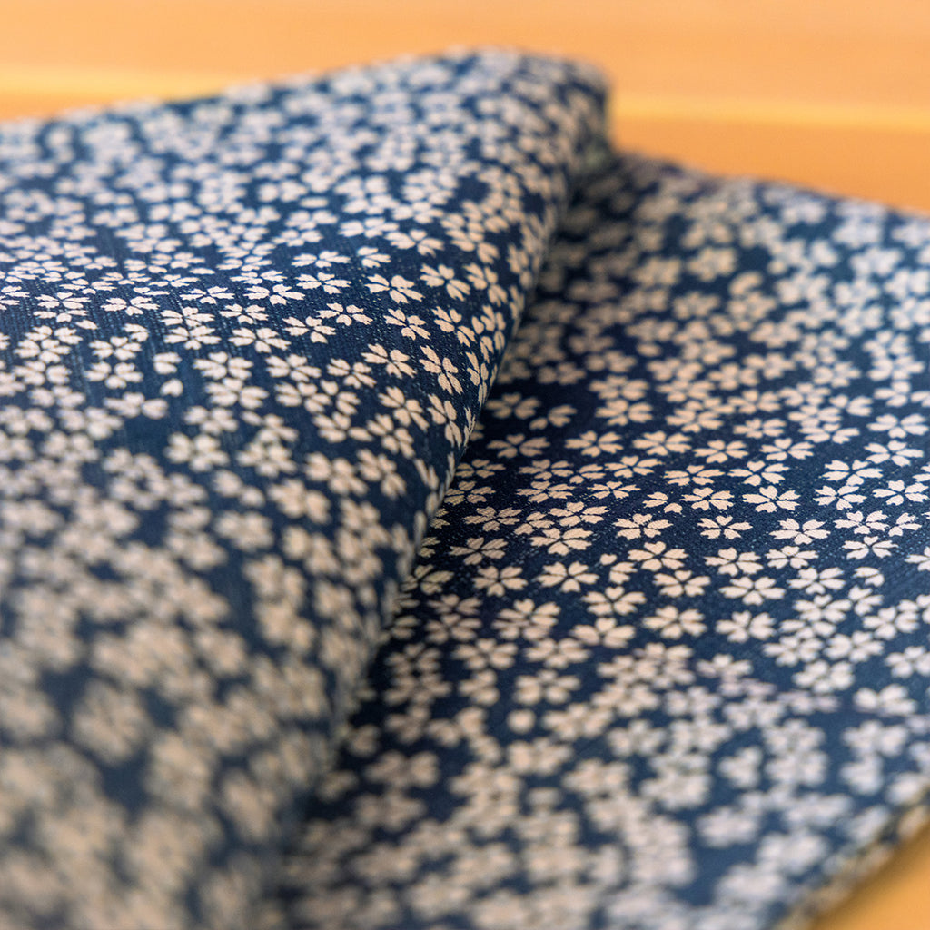 Furoshiki de doble cara de 50 cm | Asanoha Sakura azul marino y rojo