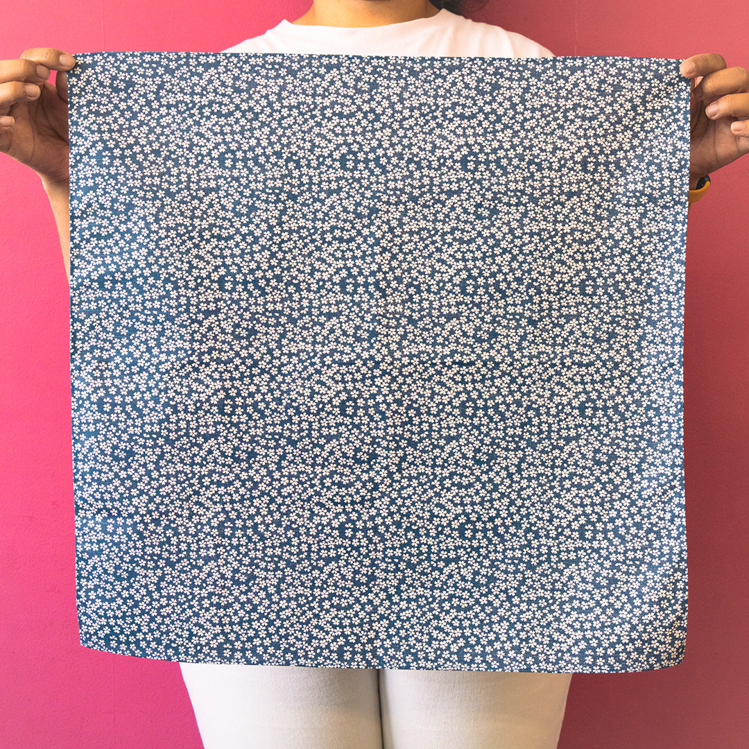 Double Sided Furoshiki 50cm | Asanoha Sakura (navy/red)