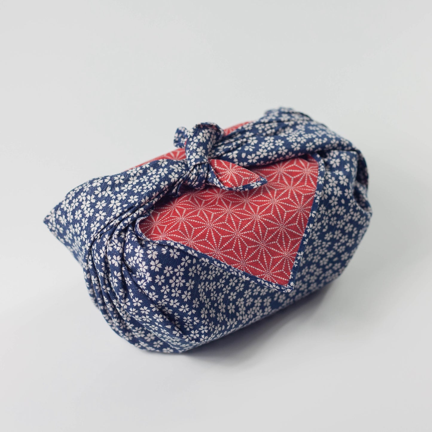 Double Sided Furoshiki 50cm | Asanoha Sakura Navy & Red