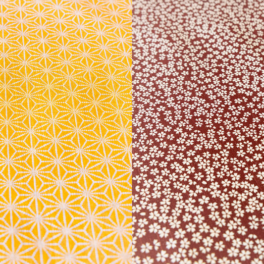 Double Sided Furoshiki 50cm | Asanoha Sakura Maroon & Gold
