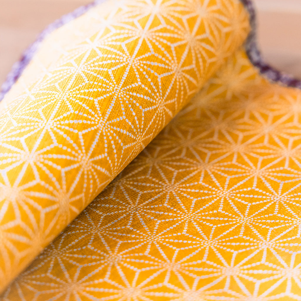 Furoshiki de doble cara de 50 cm | Asanoha Sakura granate y dorado