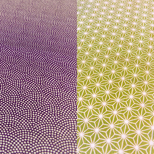Double Sided Furoshiki 50cm | Asanoha Nami Purple & Green