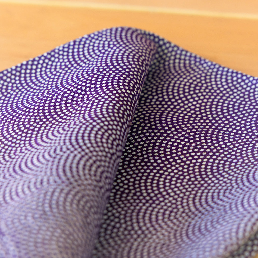Furoshiki de doble cara de 50 cm | Asanoha Nami morado y verde