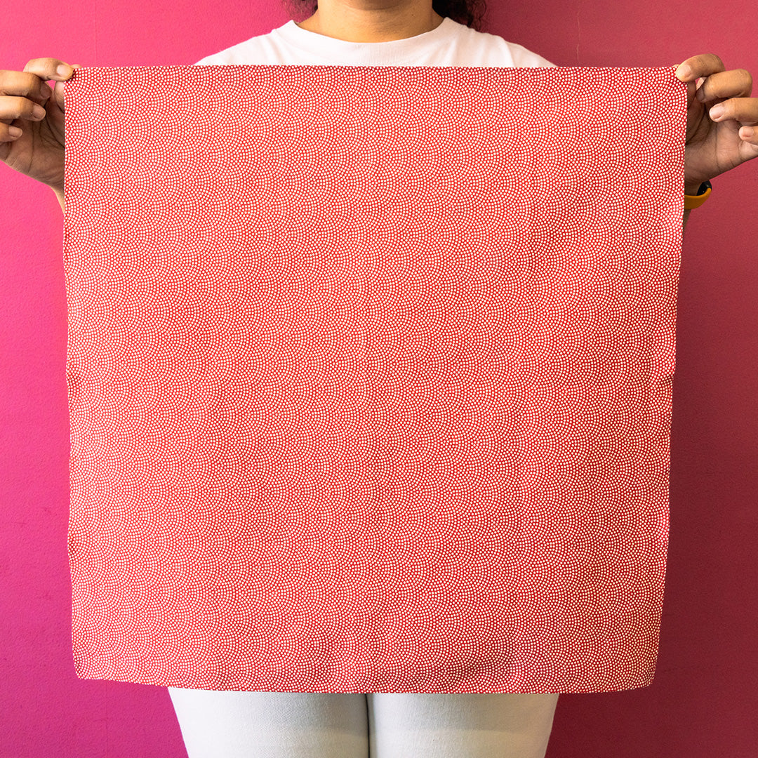 Double Sided Furoshiki 50cm | Asanoha Nami Red & Green